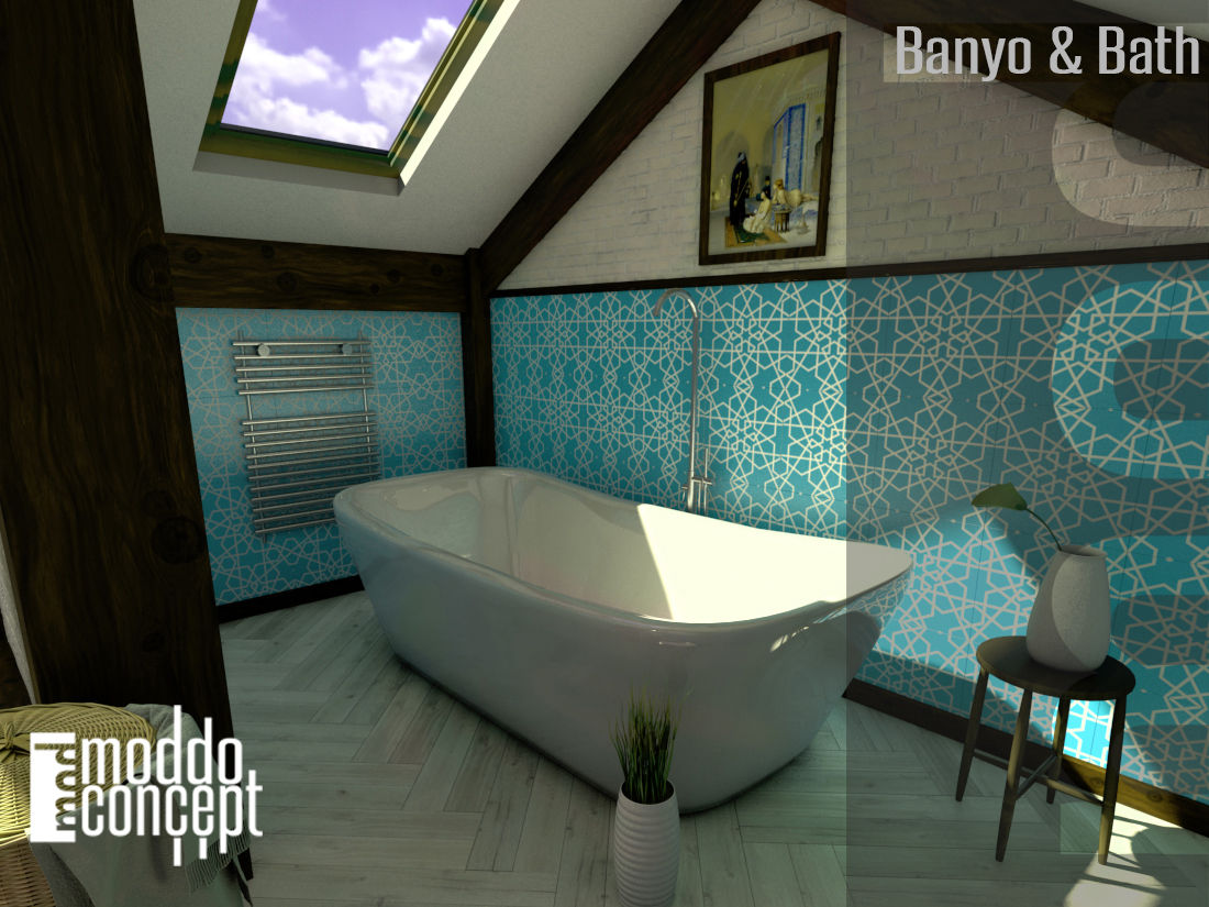 Kişisel Çatı Katı Ebeveyn Banyo Projesi, Moddo Concept Moddo Concept Mediterranean style bathroom Ceramic