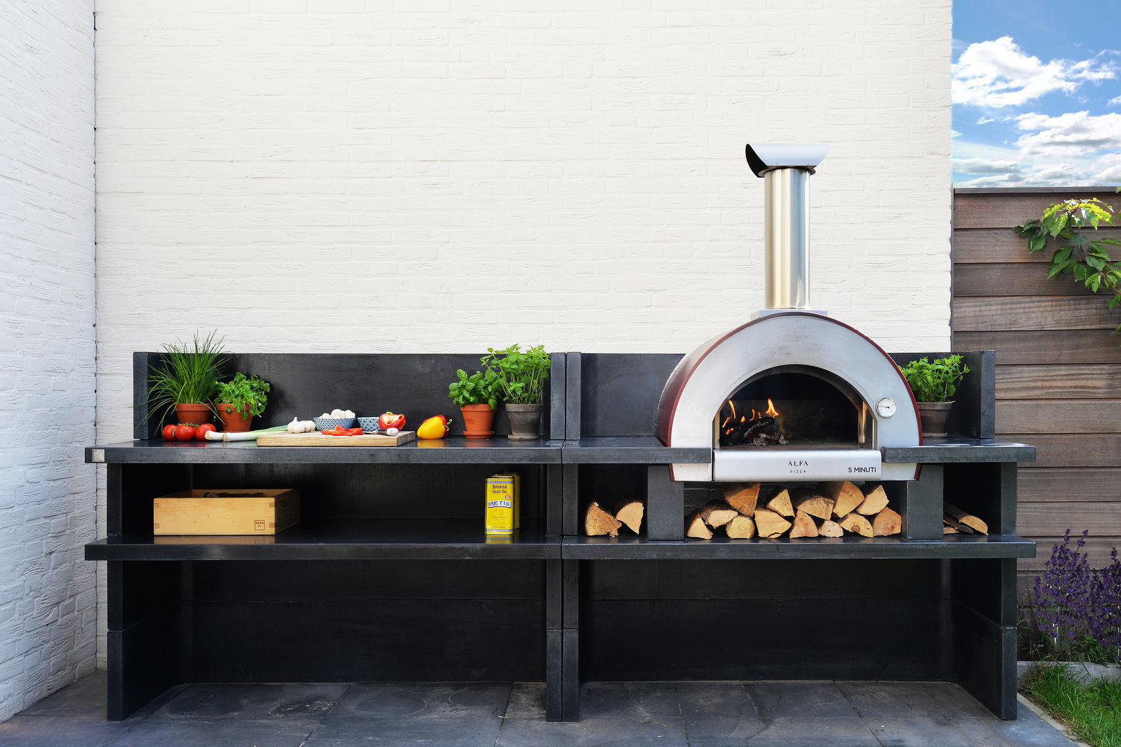5 MINUTI wood-fired oven front view Alfa Forni Small kitchens wood-fired oven, masonry cooking floor
