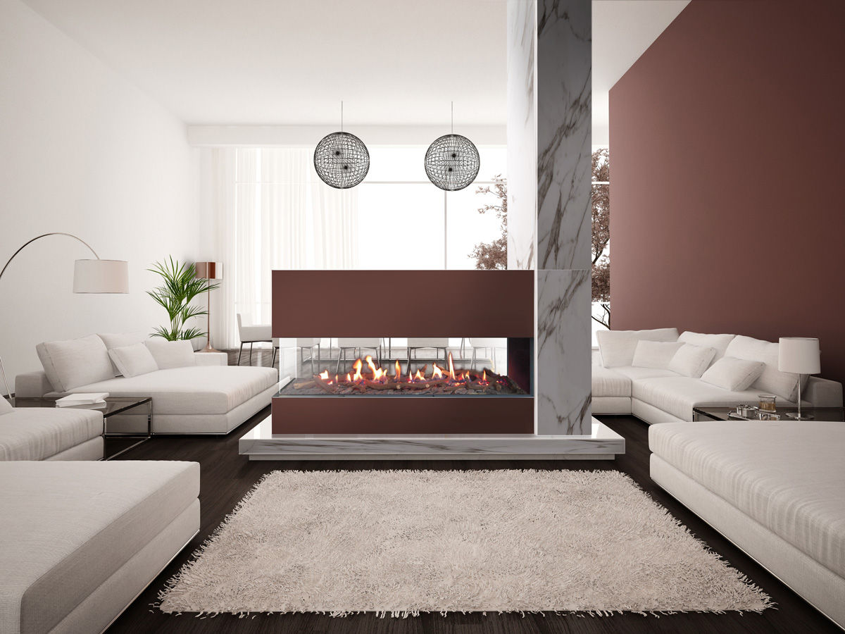 Divisione degli ambienti con il camino a gas Venezia Penisola by ITALKERO, ITALKERO SRL ITALKERO SRL Modern living room