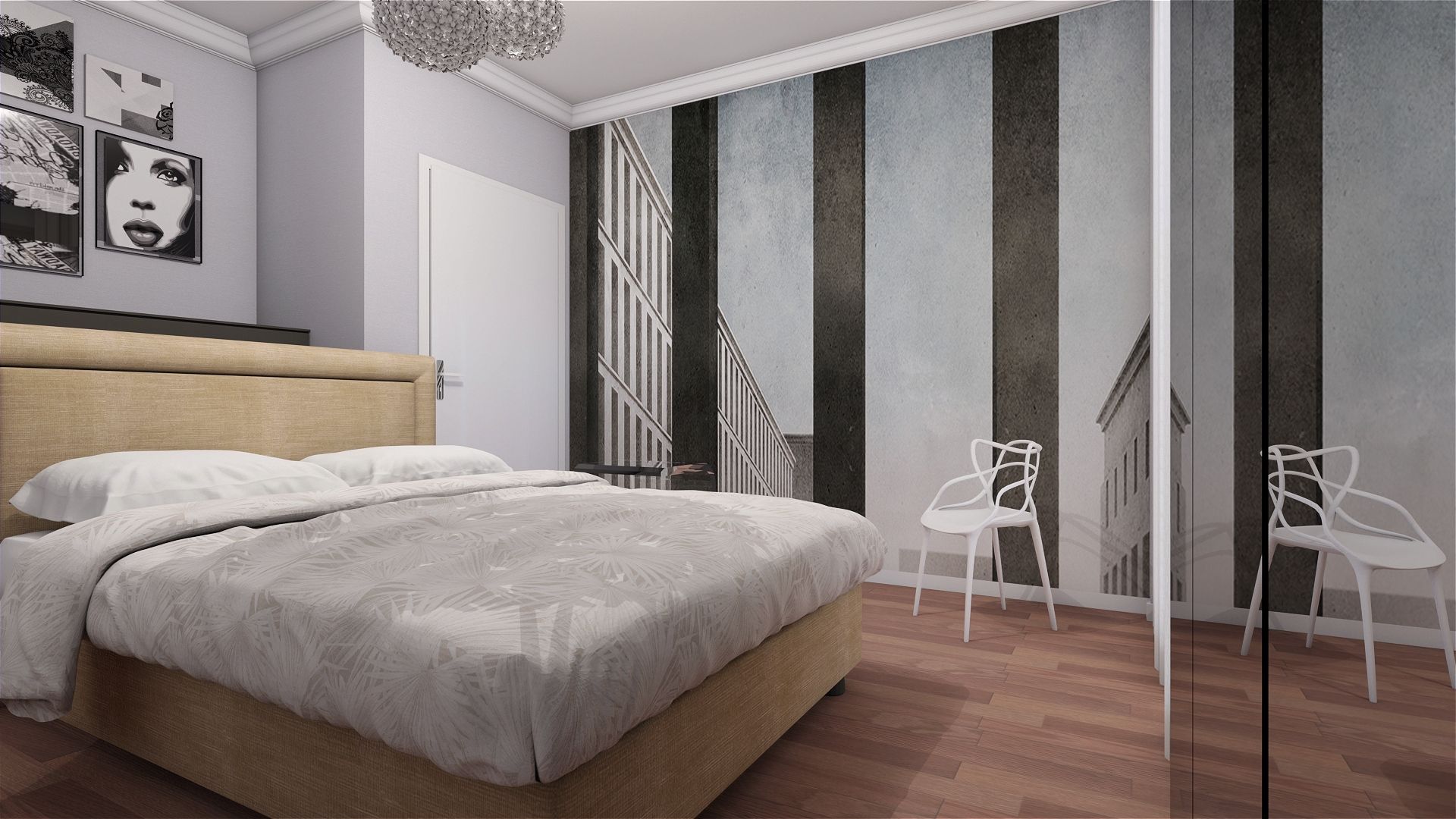 Esempio di home staging virtuale per una camera da letto CLARE studio di architettura Camera da letto piccola camera da letto, render