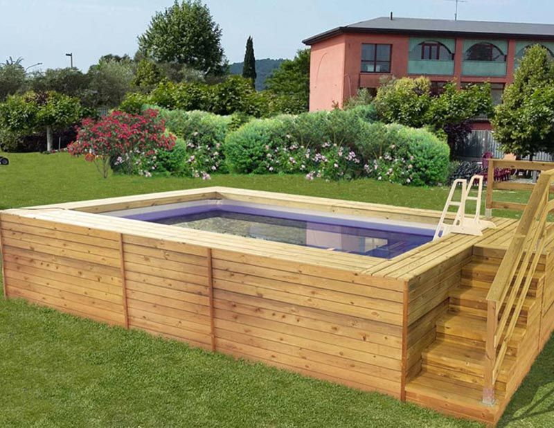 Piscina fuori terra rivestita in legno o WPC, montaggio fai da te, modello Clik Clak®. Abbiamo 4 misure disponibili con relativo prezzo. Troverai nel sito immagini e particolari, internamento ha un pvc armato garantito 15 anni., Aquazzura Piscine Aquazzura Piscine Garden Pool