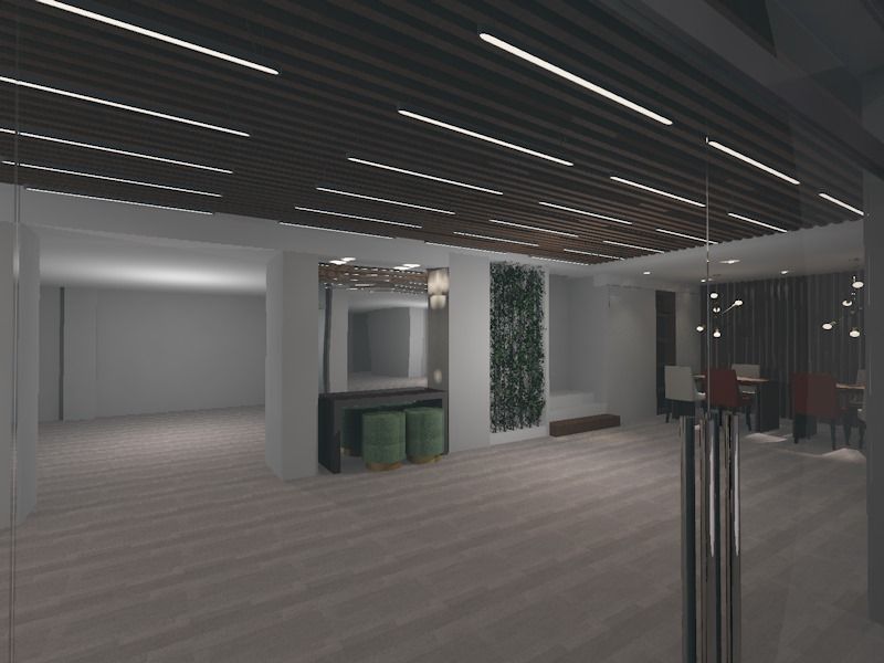 Projeto 3D para showroom de cozinhas, 7eva design - Arquitectura e Interiores 7eva design - Arquitectura e Interiores ห้องโถงทางเดินและบันไดสมัยใหม่