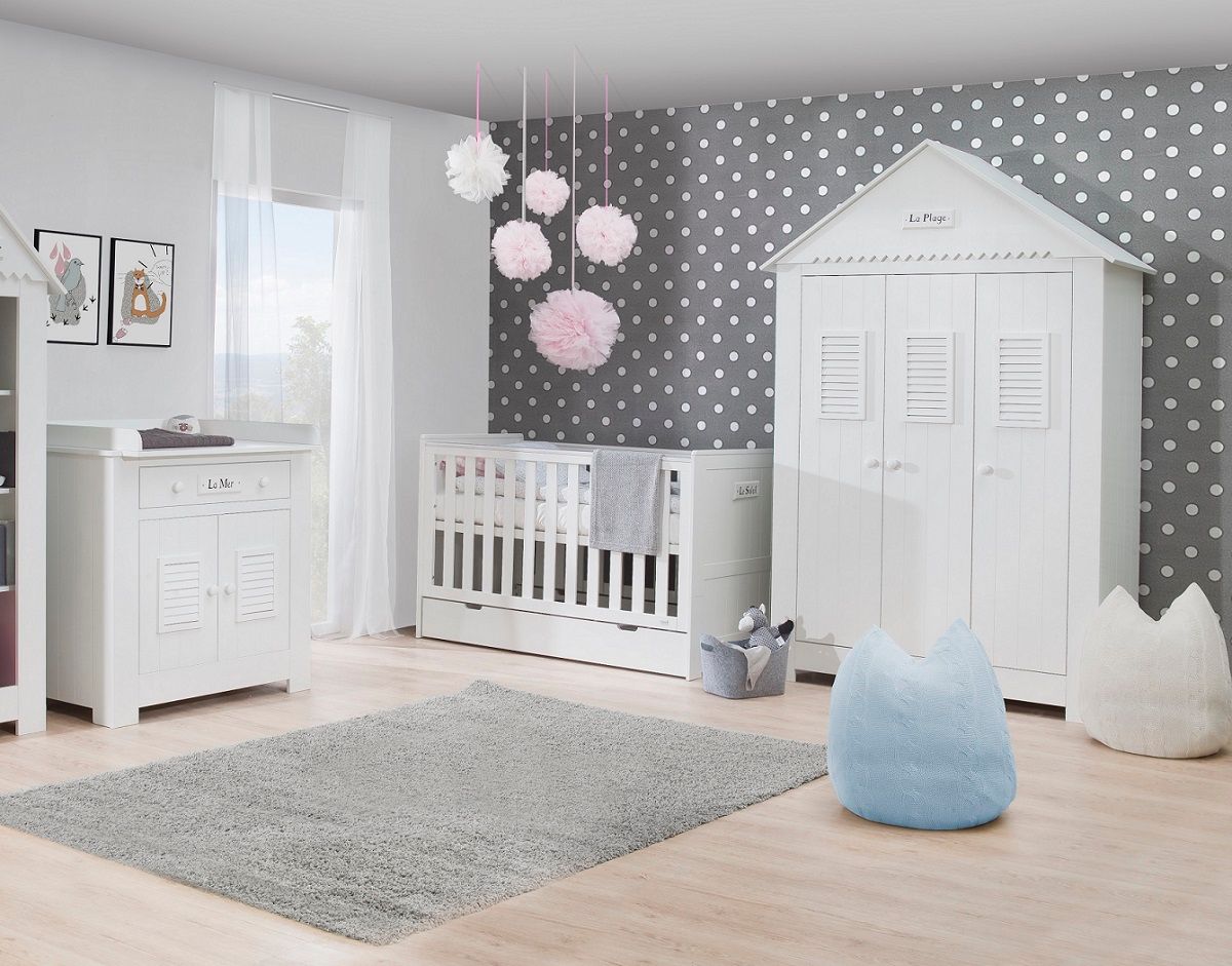 Babyzimmer Kinderzimmer Saint-Tropez MDF weiß Set C, QMM TraumMoebel QMM TraumMoebel Modern Kid's Room MDF Beds & cribs