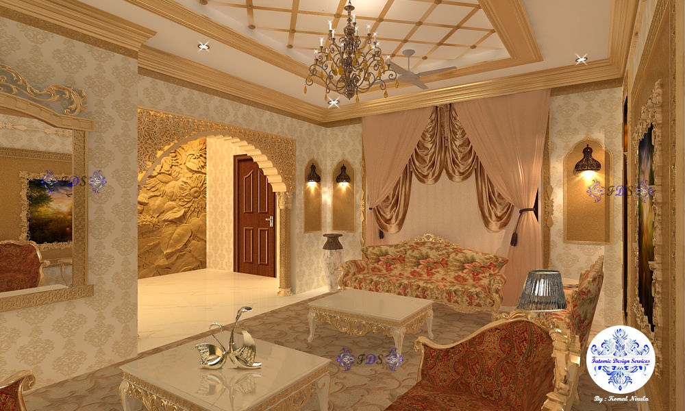 Majestic Drawing Room By Futomic Futomic Design Services Pvt. Ltd. Living room Wood Wood effect