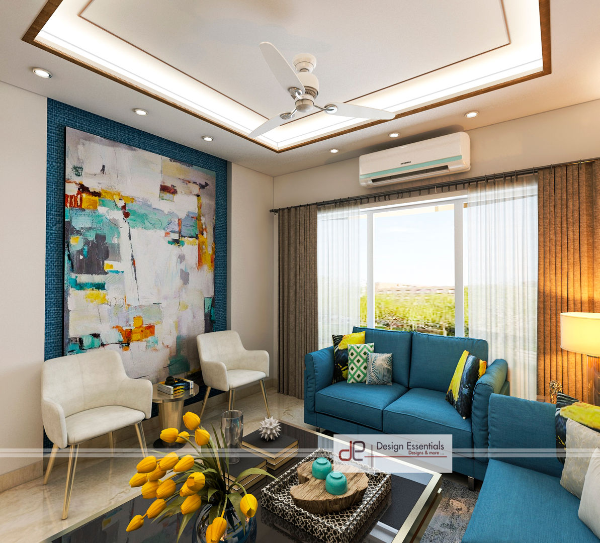 Time Residency Sec- 63 Gurgaon, Design Essentials Design Essentials Salas modernas Contrachapado