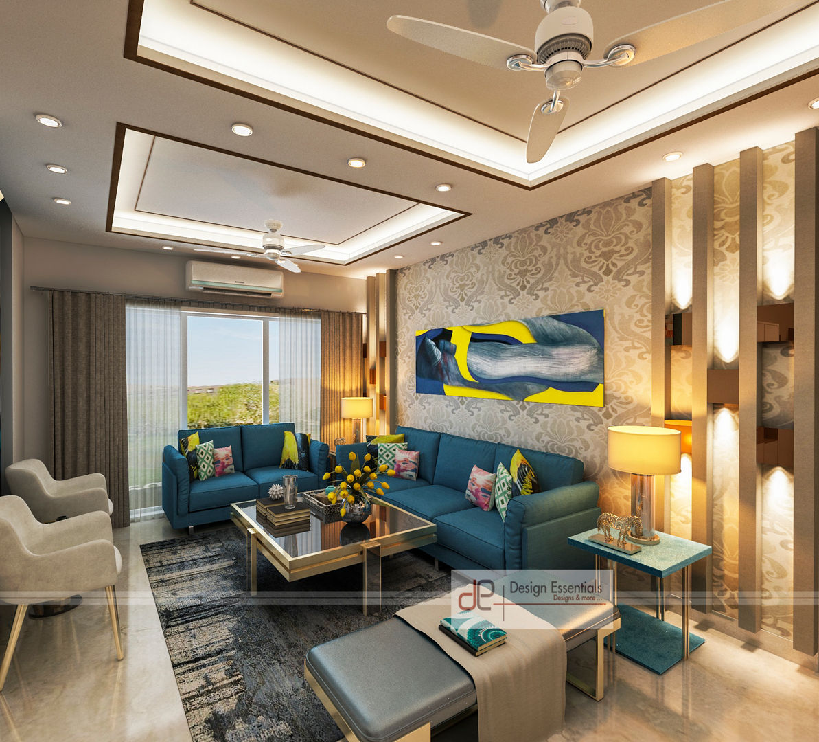 Time Residency Sec- 63 Gurgaon, Design Essentials Design Essentials Modern living room Plywood Sofas & armchairs