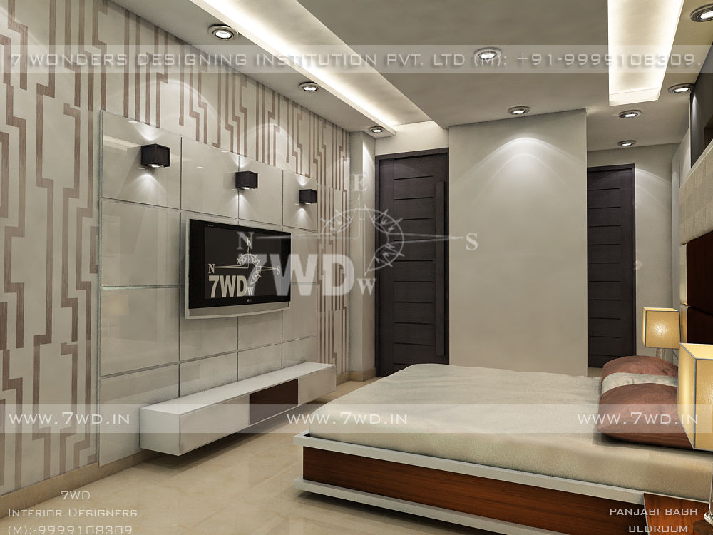 PUNJABI BAGH PROJECT - 300 SQ.YRD, 7WD Design Studio 7WD Design Studio ห้องนอนขนาดเล็ก ไม้จริง Multicolored