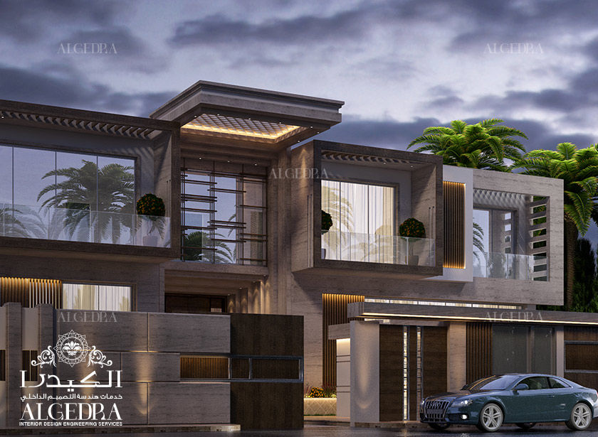 Exterior design of luxury villa in Dubai, Algedra Interior Design Algedra Interior Design リゾートハウス