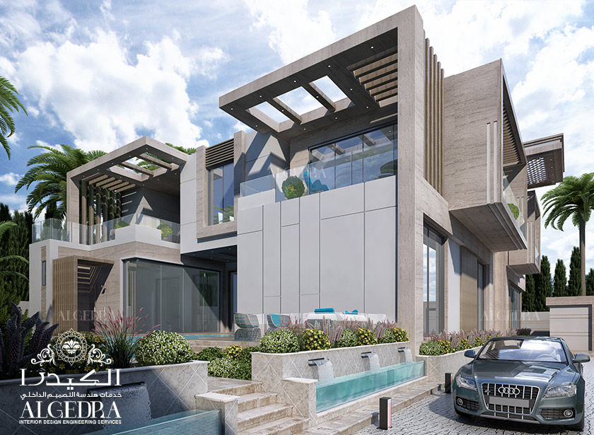 Exterior design of luxury villa in Dubai, Algedra Interior Design Algedra Interior Design リゾートハウス