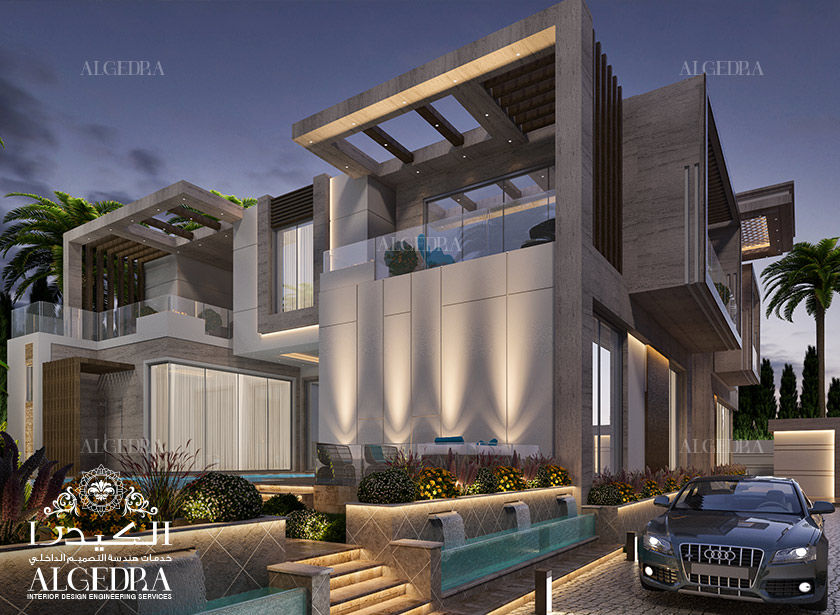 Exterior design of luxury villa in Dubai, Algedra Interior Design Algedra Interior Design Moradias