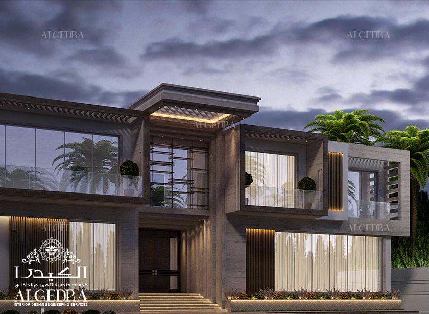 Exterior design of luxury villa in Dubai, Algedra Interior Design Algedra Interior Design Moradias