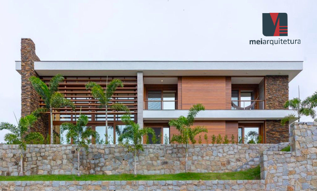 Casa de Praia Contemporânea, MEI Arquitetura e Interiores MEI Arquitetura e Interiores منزل عائلي صغير أسمنت