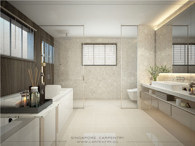 Contempo Luxury @ Happy Avenue Singapore Carpentry Interior Design Pte Ltd Bathroom سنگ مرمر