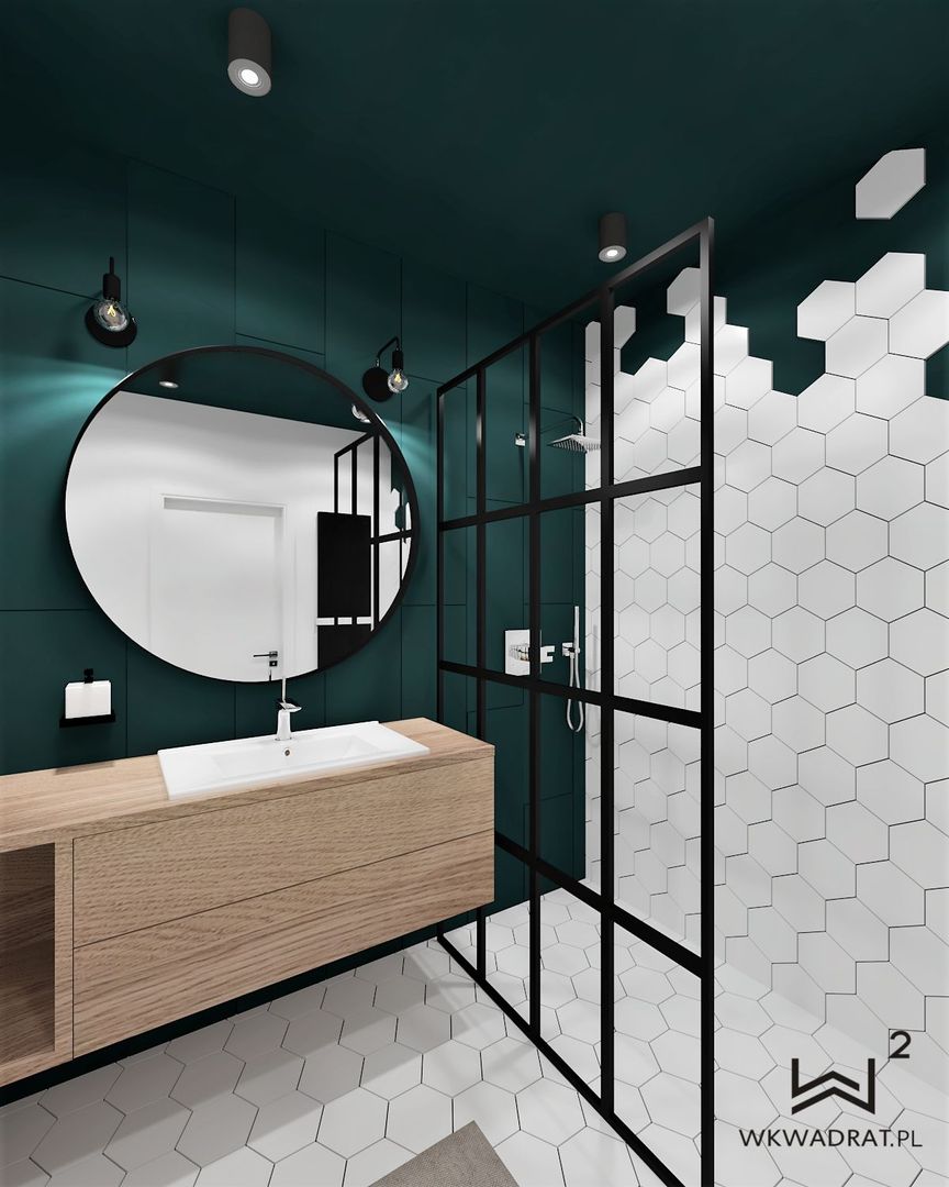 Mieszkanie w stylu loftowym w Toruniu, Wkwadrat Architekt Wnętrz Toruń Wkwadrat Architekt Wnętrz Toruń Industrial style bathroom Tiles