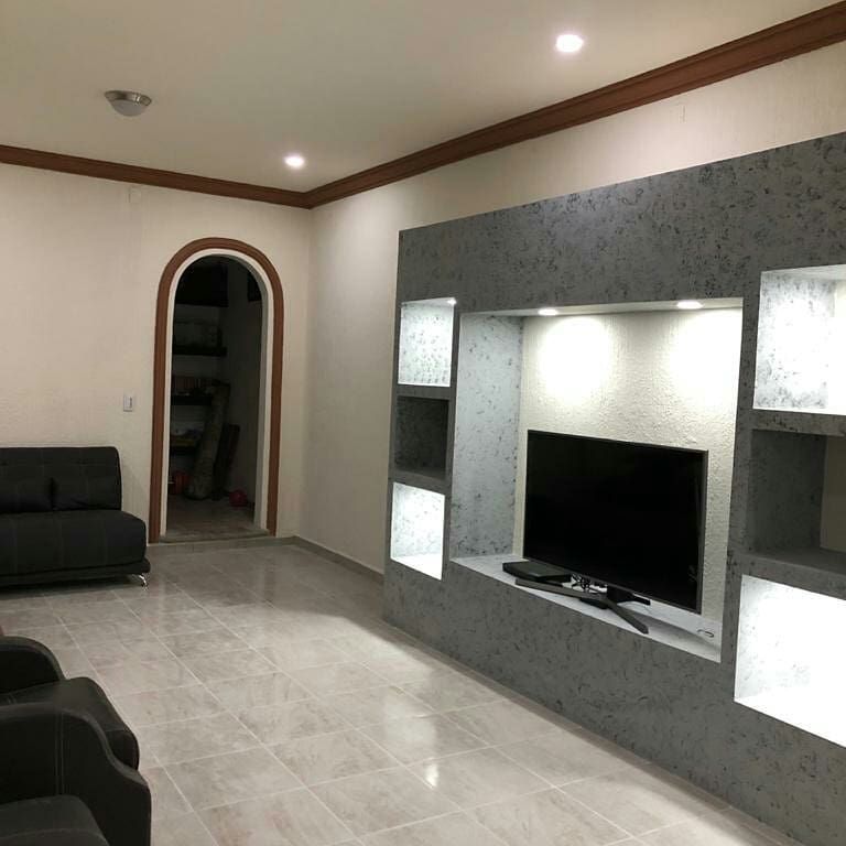 Proyecto Remodelación Family Room Antes y Despues, AR216 AR216 Classic style media room Bricks