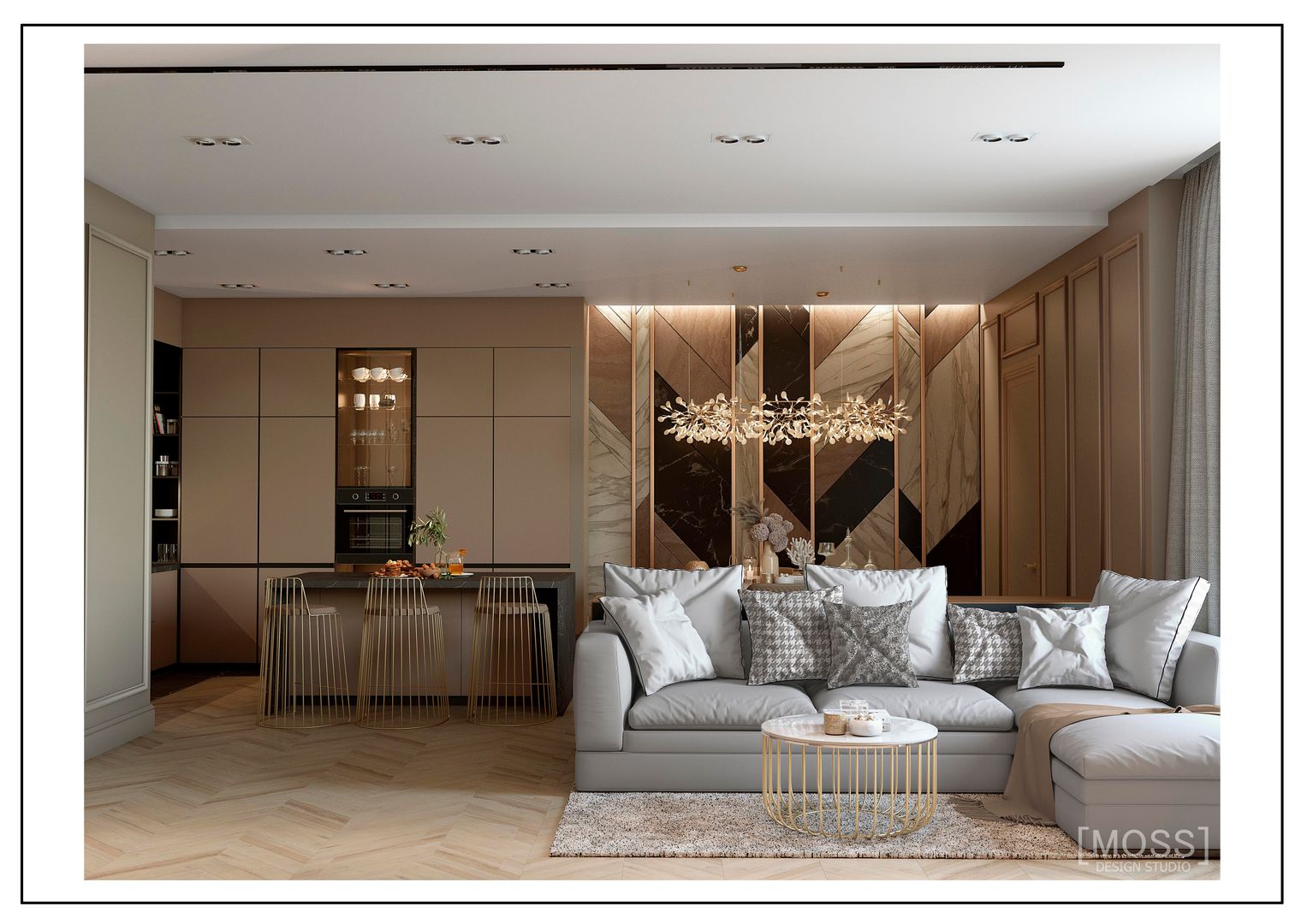ЖК Башня CHKALOV, MOSS_Design_Studio MOSS_Design_Studio Modern living room