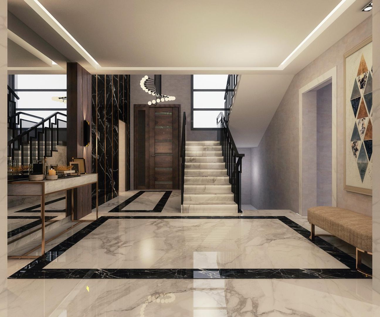 Allegria Sodic, Polygon Designs Polygon Designs Modern corridor, hallway & stairs