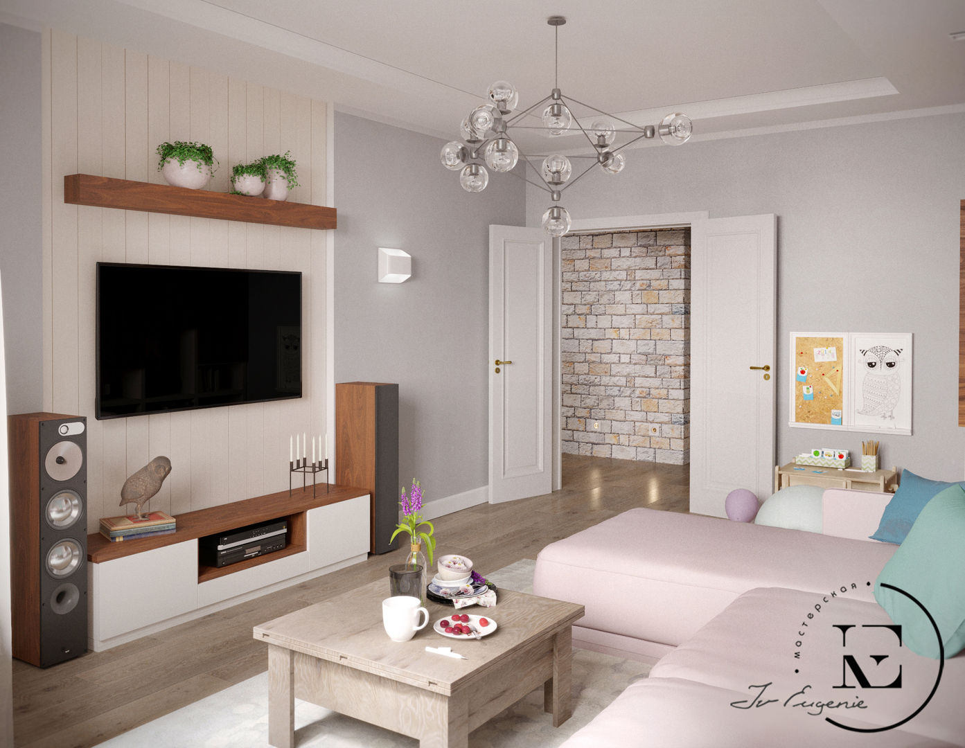 Квартира в стиле неопрованс в ЖК Зеленые Аллеи, IvE-Interior IvE-Interior Living room