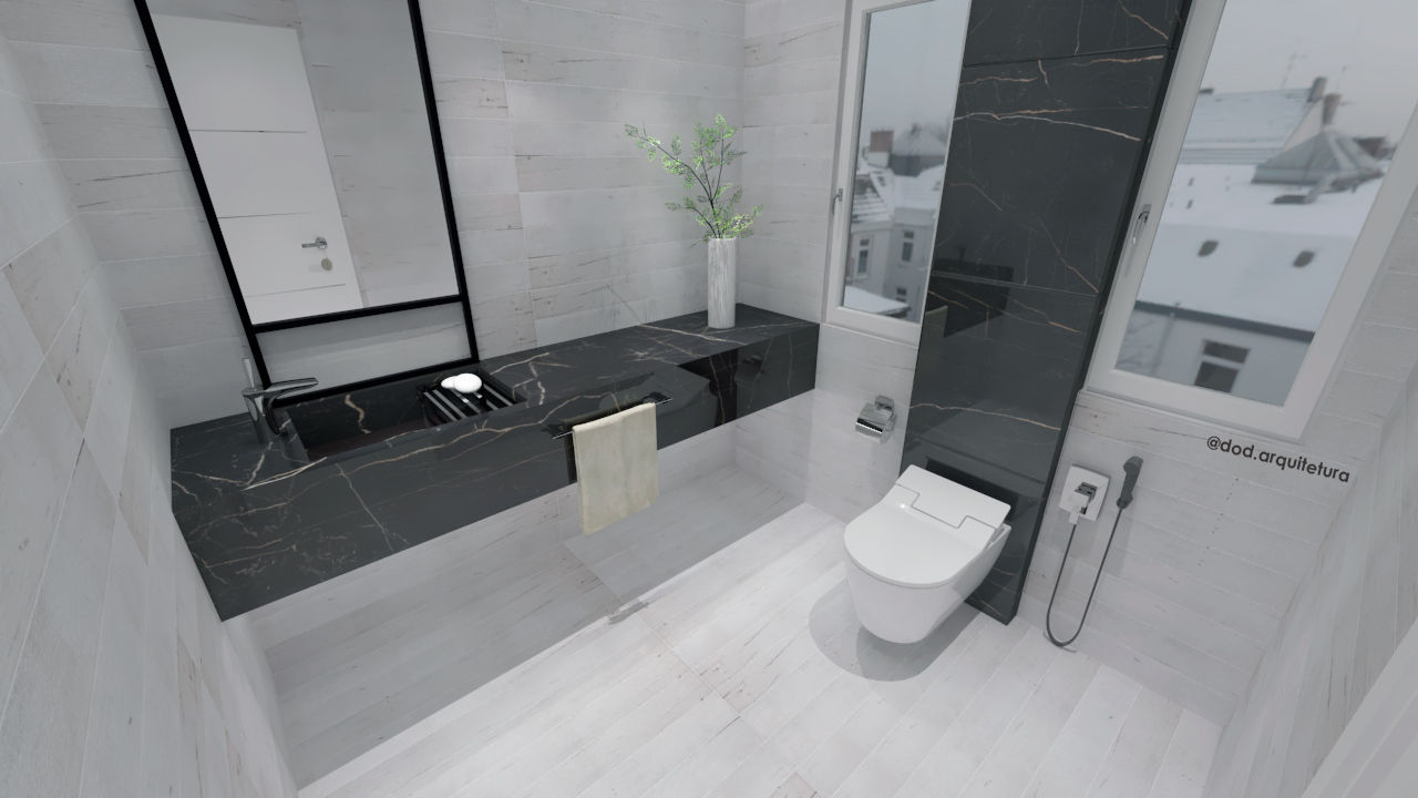 Lavabo Black and White, DOD arquitetura DOD arquitetura Modern bathroom سنگ مرمر