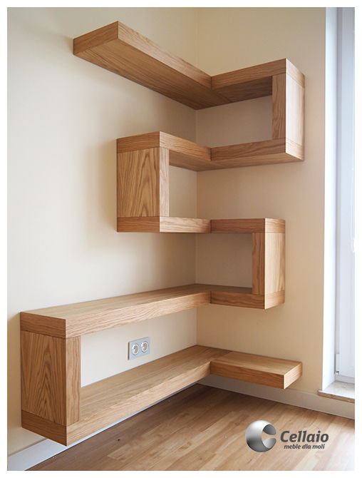 Cellaio - narożne półki na książki, Cellaio Cellaio Minimalst style study/office Wood Wood effect Storage