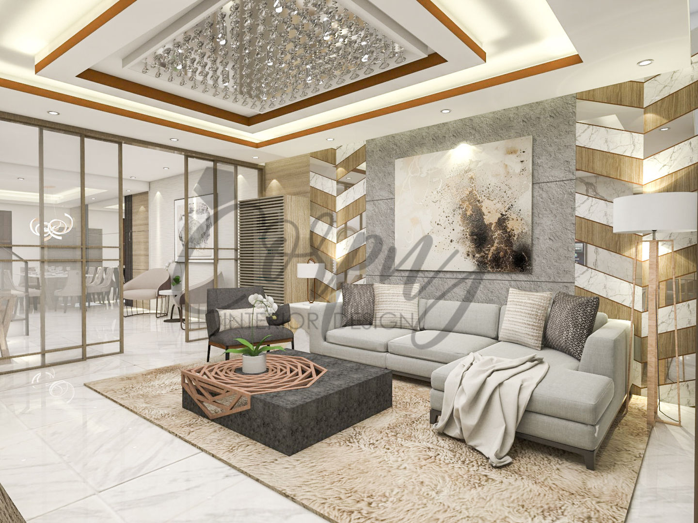 living area Corpuz Interior Design Modern living room