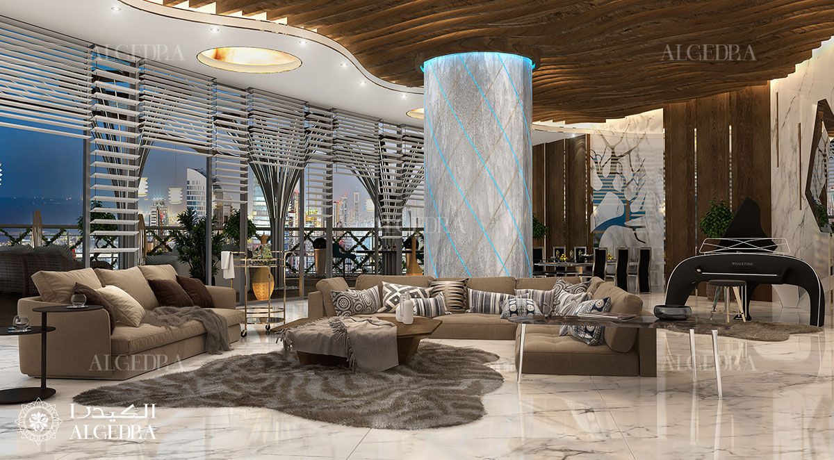 Penthouse interior design in Dubai, Algedra Interior Design Algedra Interior Design Вітальня