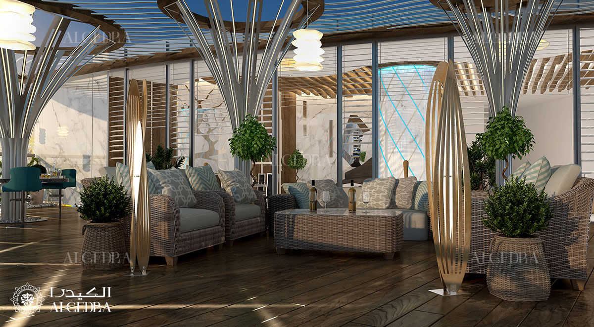 Penthouse interior design in Dubai, Algedra Interior Design Algedra Interior Design Varandas, alpendres e terraços modernos