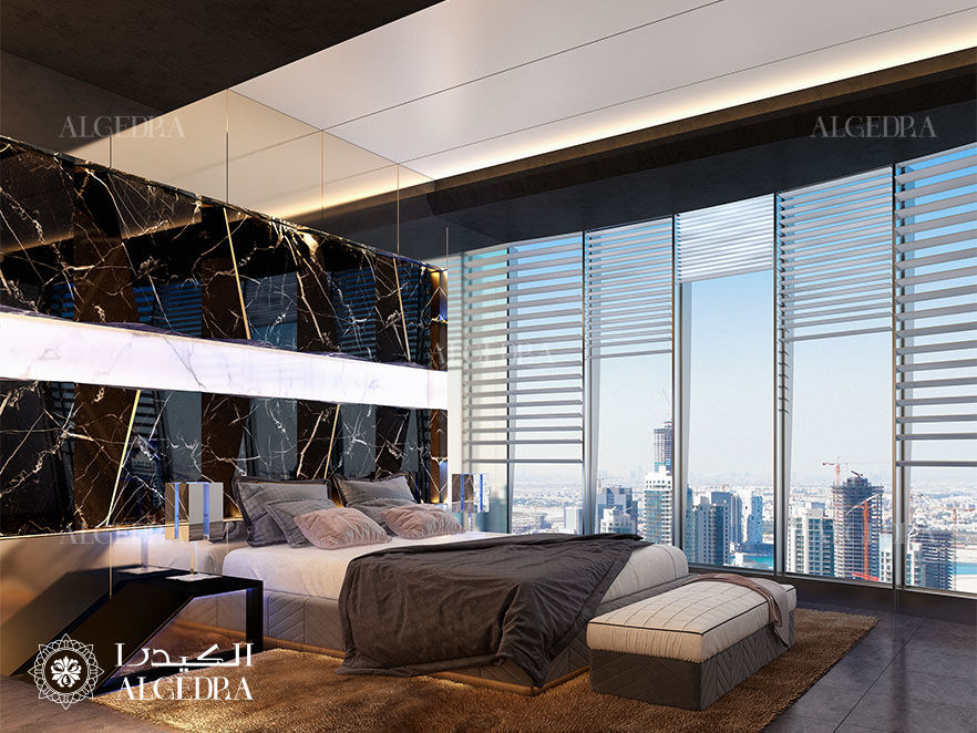 Penthouse interior design in Dubai, Algedra Interior Design Algedra Interior Design Спальня