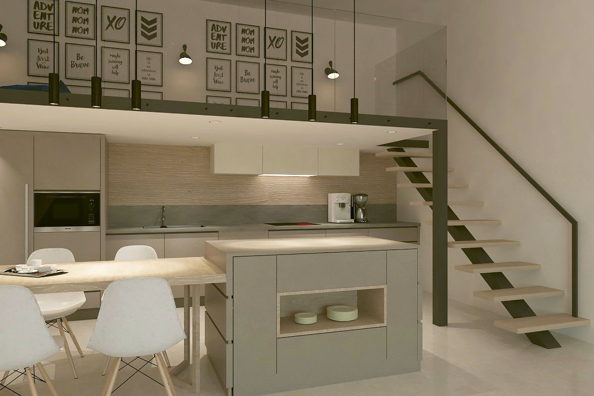 Mutfak - Balkon Kalya İç Mimarlık \ Kalya Interıor Desıgn Modern Mutfak Ahşap Ahşap rengi mutfak, balkon, hobi alanı