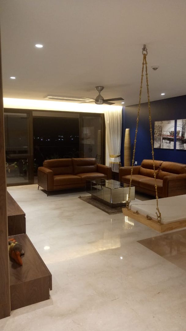 Interior work of 4.5 BHK apartment in kharadi, pune, Exemplary Services Exemplary Services 모던스타일 거실