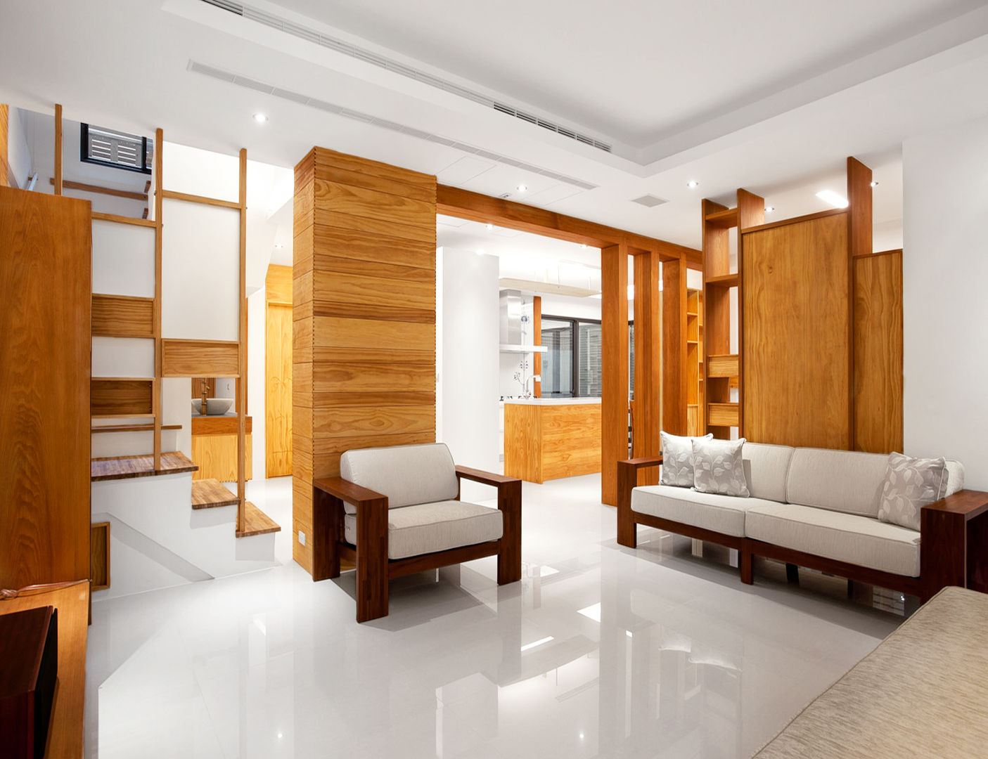木耳生活藝術-建築設計暨室內設計/雲居蔚藍, 木耳生活藝術 木耳生活藝術 Modern living room Solid Wood Multicolored