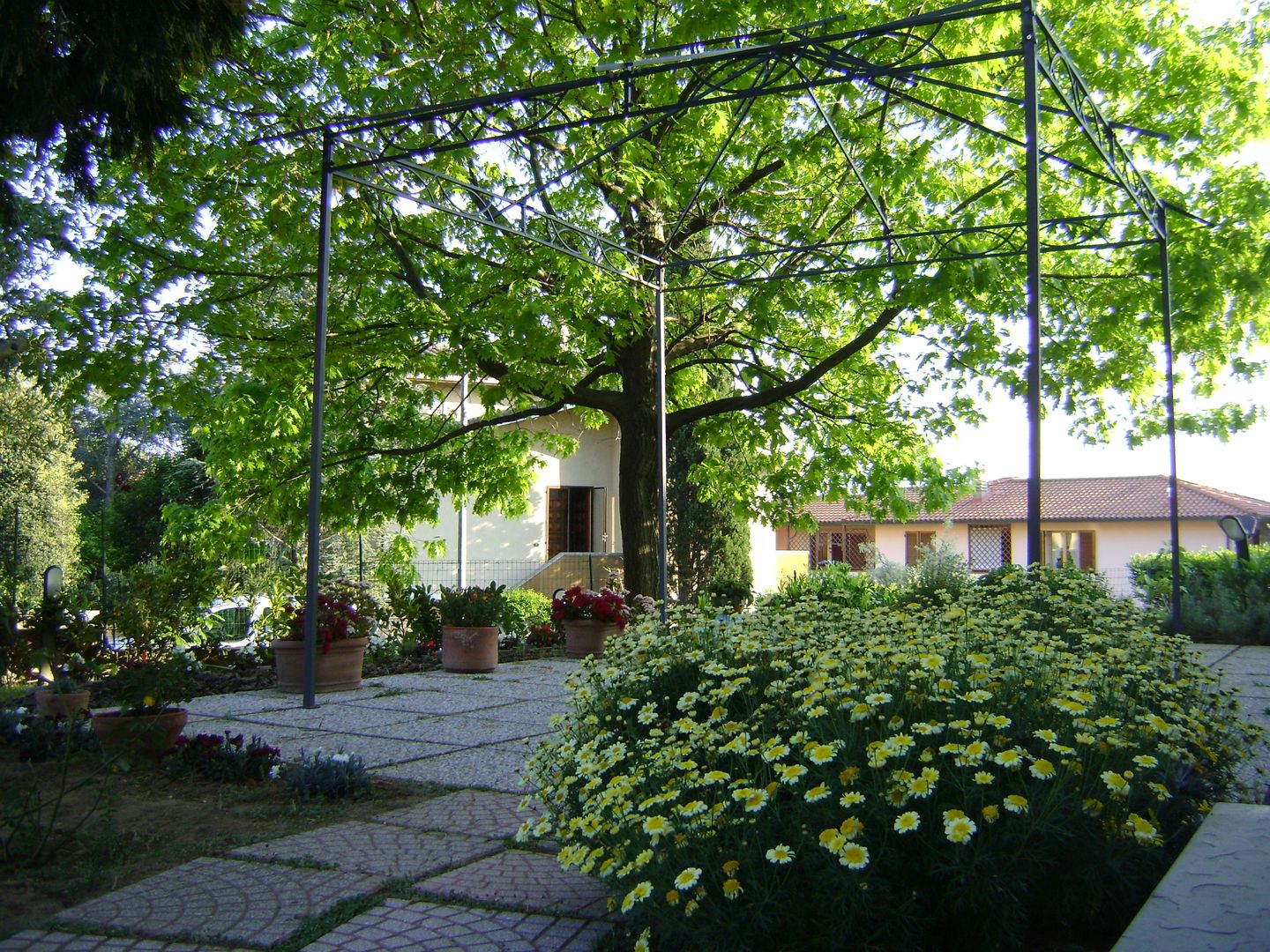 Realizzazione di un Patio con Muretto di Sostegno Ecologico e Gazebo, Arch. Sara Pizzo – Studio 1881 Arch. Sara Pizzo – Studio 1881 앞마당