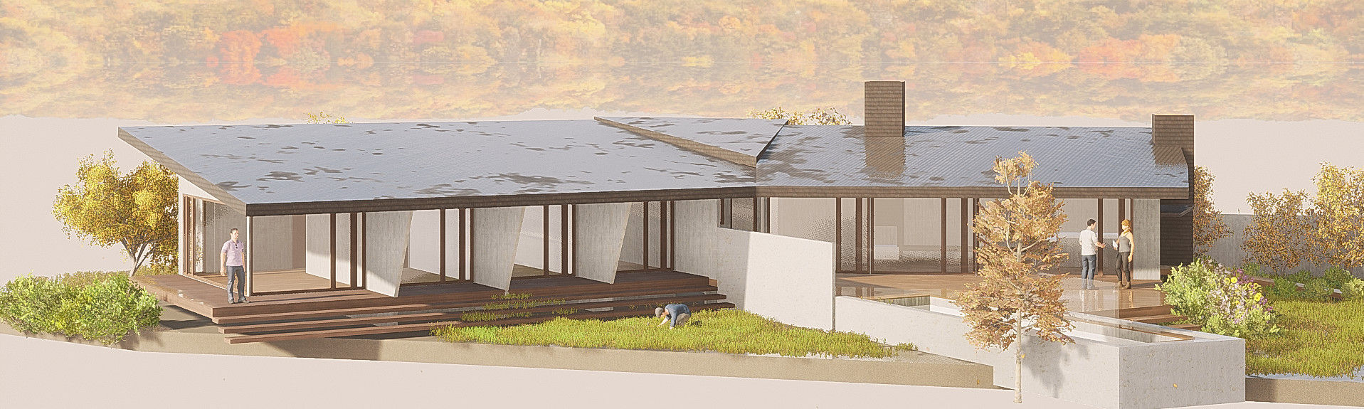 Vista general del proyecto LiberonArquitectura Casas de campo Madera Acabado en madera