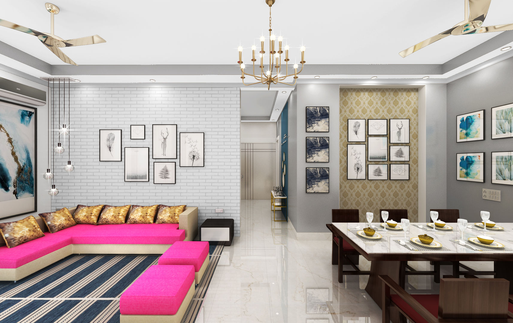 Stunning Interior Design 4 BHK Apartment in Gurgaon, Designers Gang Designers Gang