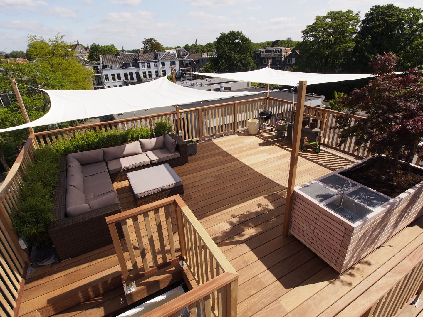 Schaduwdoeken op dakterras, ZONZ sunsails ZONZ sunsails Modern Balkon, Veranda & Teras Plastik Aksesuarlar & Dekorasyon