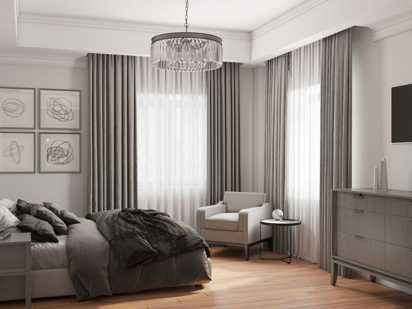 Квартира для молодой семьи в Ялте, МосАрх.рф МосАрх.рф Classic style bedroom