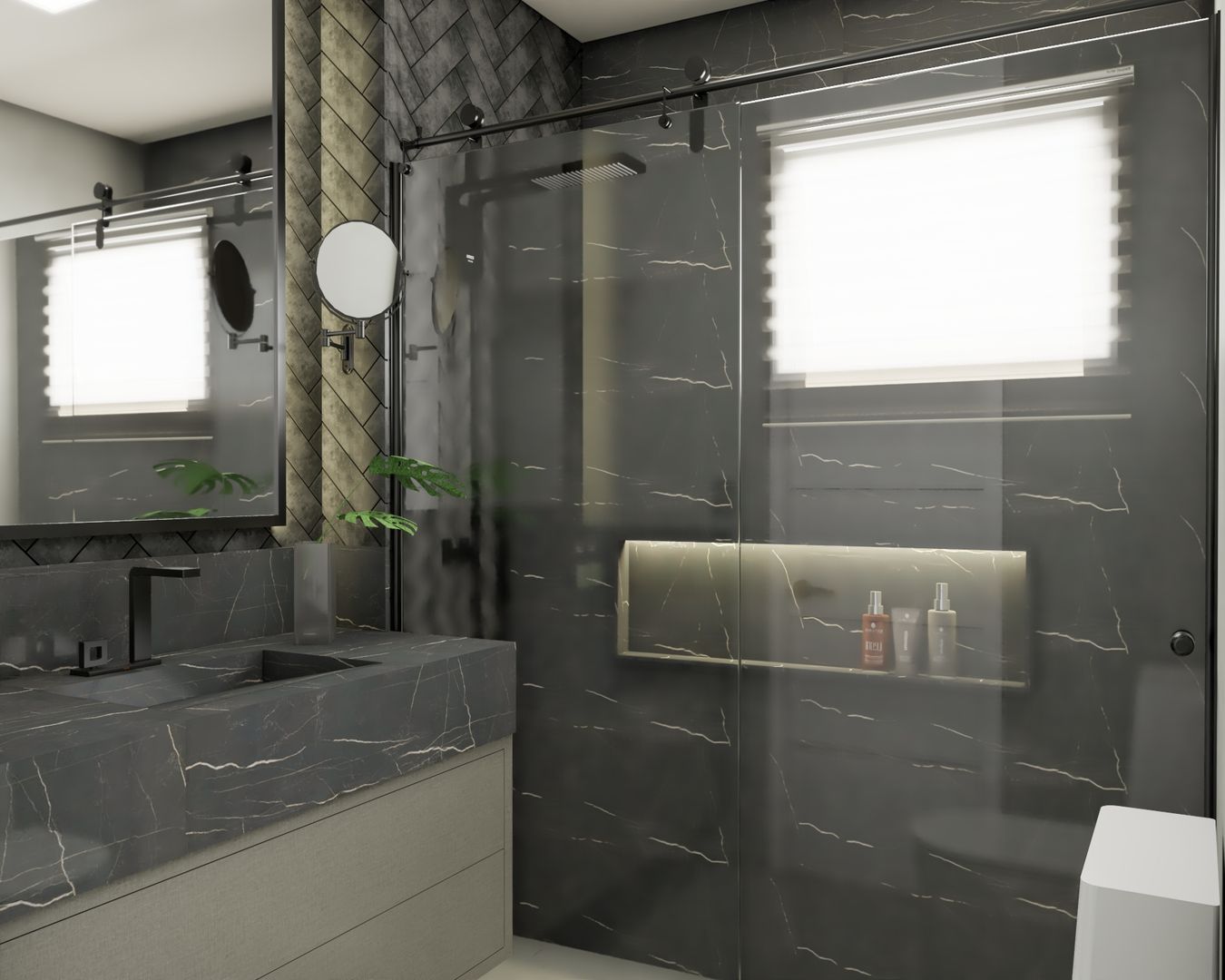 Banheiro|DR AJP ARQUITETOS ASSOCIADOS Banheiros modernos Mármore nichos,iluminação embutida,box,praticidade,funcionalidade.,Acessórios