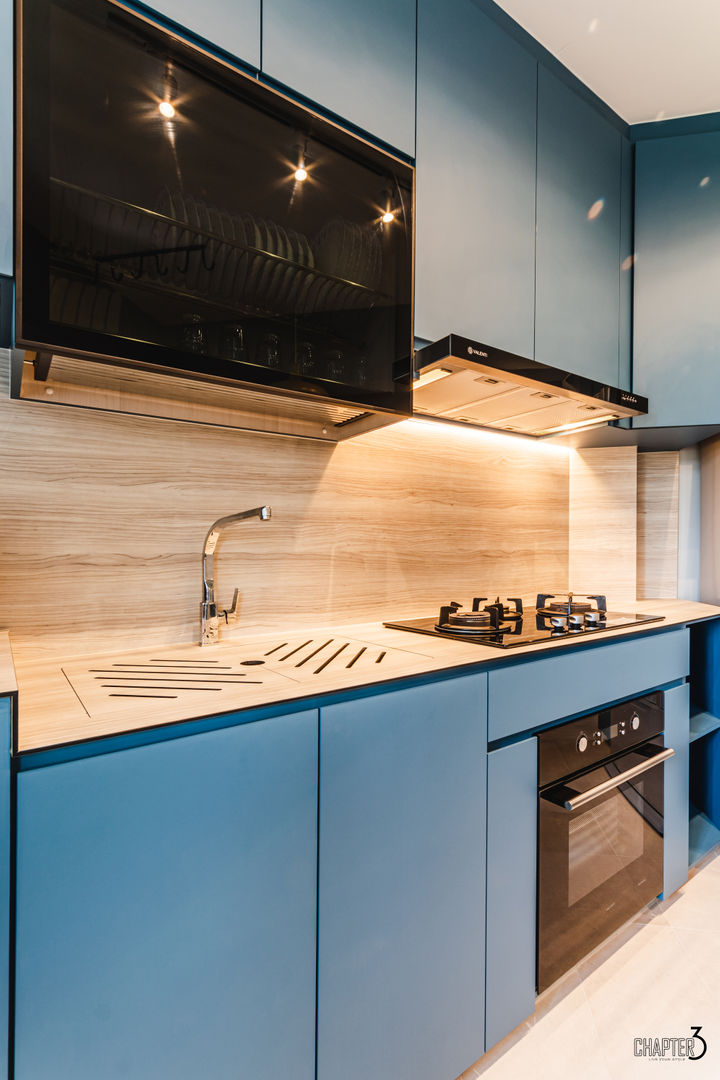 Project 5i Resale Hdb "Bright & Bluish Scandi", Chapter 3 Interior Design Chapter 3 Interior Design مطبخ