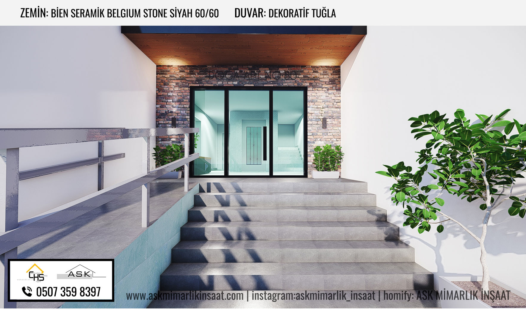 Apartman Girişi Dış Kısım Alternatifi ASK MİMARLIK İNŞAAT Apartman Tuğla