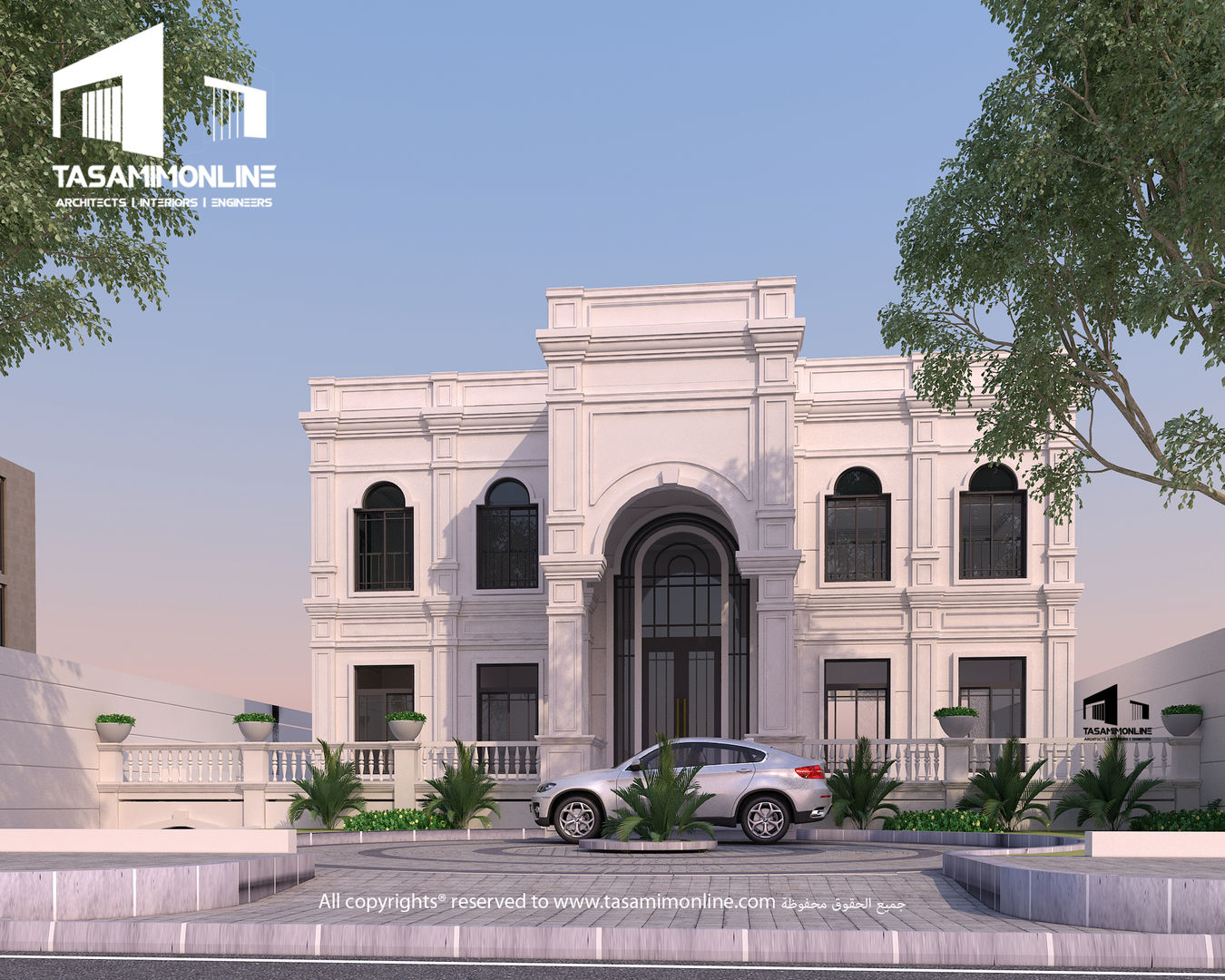 Classic Villa, Tasamim Online تصاميم أونلاين Tasamim Online تصاميم أونلاين ベランダ