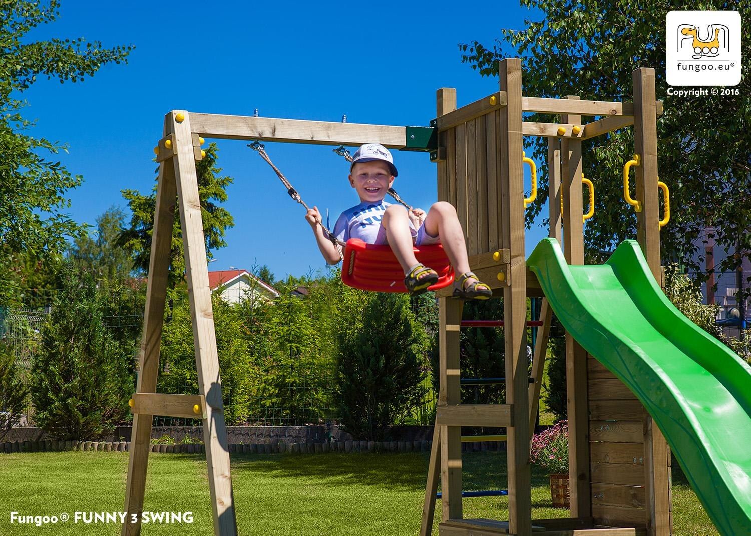 Parco Giochi da esterno in legno per Bambini FUNGOO, ONLYWOOD ONLYWOOD Vườn phong cách kinh điển Gỗ Wood effect Swings & play sets