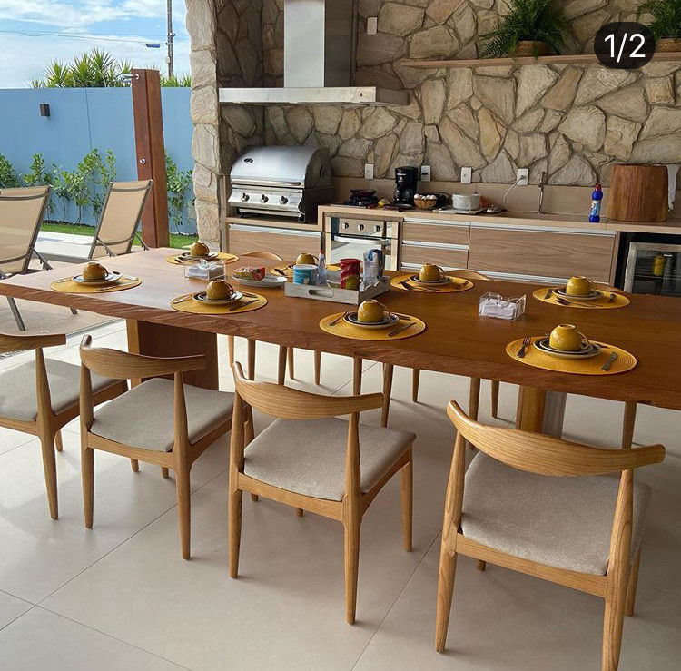 MESAS DE JANTAR E ESPAÇO GOURMET, Camacã Design em Madeira Camacã Design em Madeira Patios Solid Wood Multicolored Furniture