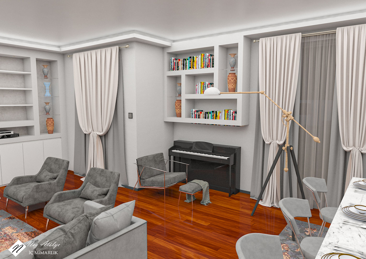 Ortaköy Konut Projesi, NEG ATÖLYE İÇ MİMARLIK NEG ATÖLYE İÇ MİMARLIK Minimalist living room