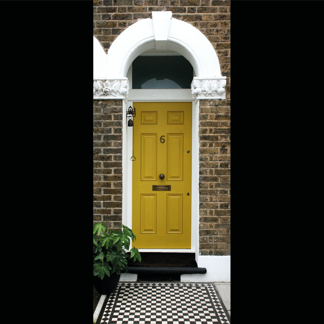 Front Door Tactus Design Workshop أبواب رئيسية خشب Wood effect front door, ironmongery, victorian front yard