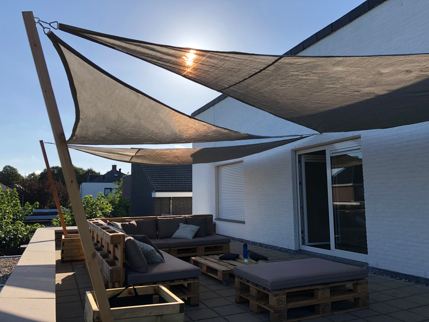 Schaduwdoeken op dakterras, ZONZ sunsails ZONZ sunsails Modern Balkon, Veranda & Teras Plastik