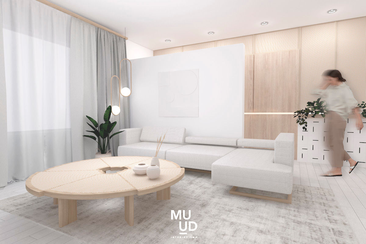 Proyecto E & B, MUUD Interiorismo MUUD Interiorismo Scandinavian style living room Wood Wood effect