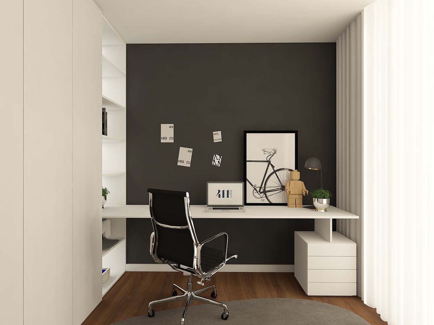 Home Office , 411 - Design e Arquitectura de Interiores 411 - Design e Arquitectura de Interiores Ruang Studi/Kantor Modern