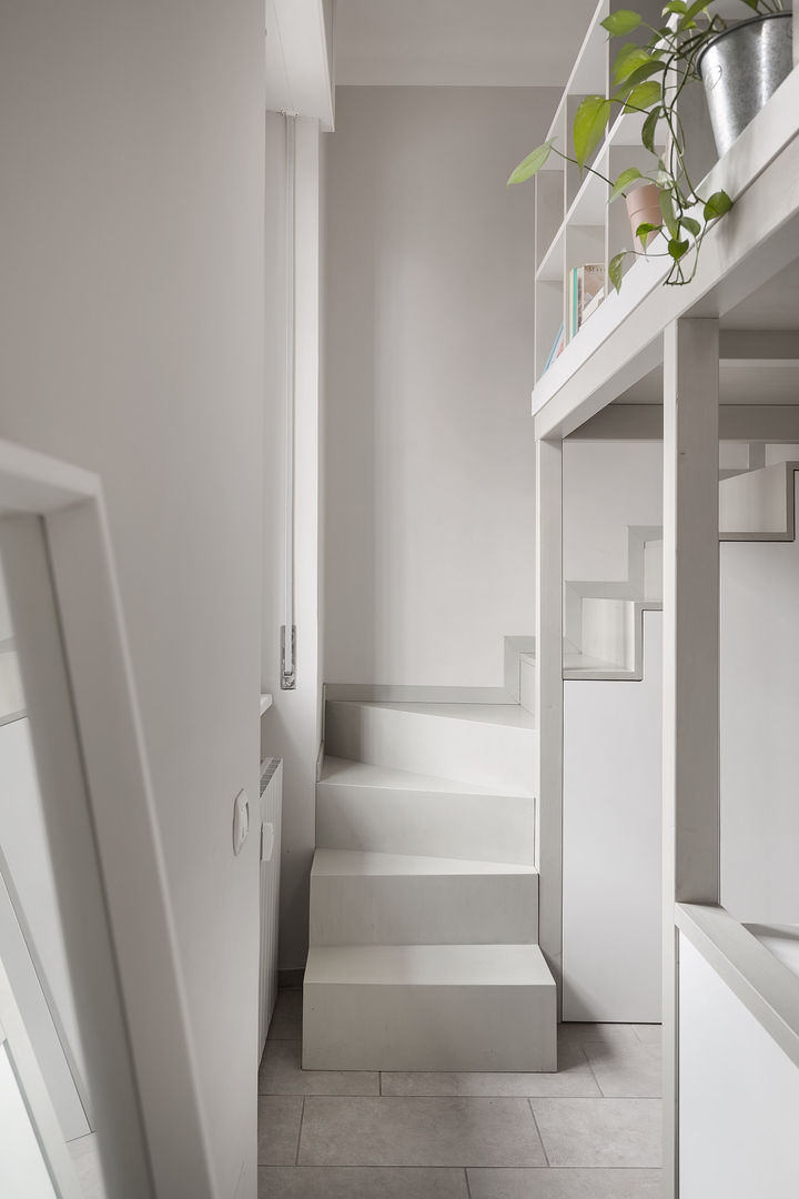 Living little, loft 38 mq, Milano, Lascia la Scia S.n.c. Lascia la Scia S.n.c. Escaleras Madera Acabado en madera