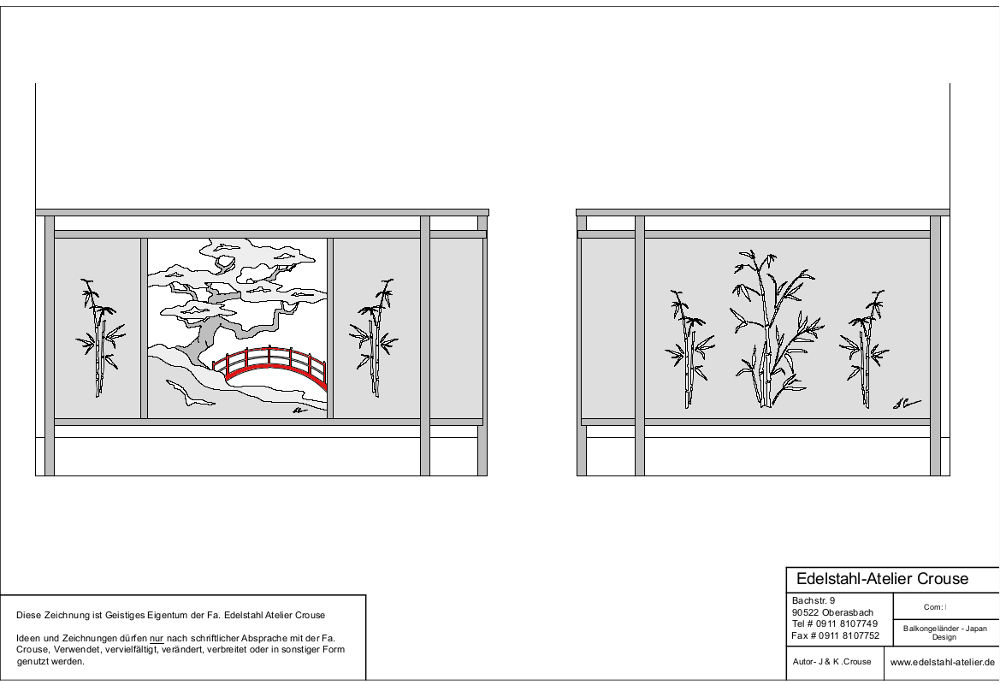 Japanisches Edelstahl Balkongeländer., Edelstahl Atelier Crouse: Edelstahl Atelier Crouse: Balcone