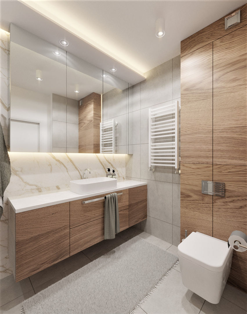 Łazienka w apartamencie, Wkwadrat Architekt Wnętrz Toruń Wkwadrat Architekt Wnętrz Toruń Modern bathroom کنکریٹ